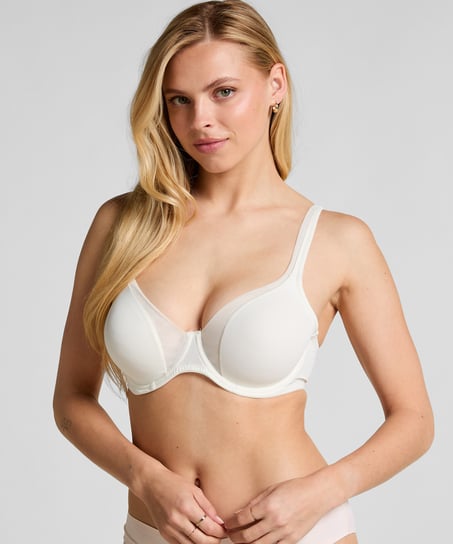 Soutien-gorge à armatures non-préformé en maille, Blanc