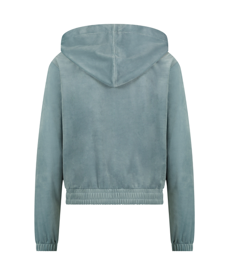 Hoodie Jacke Velours, Blau