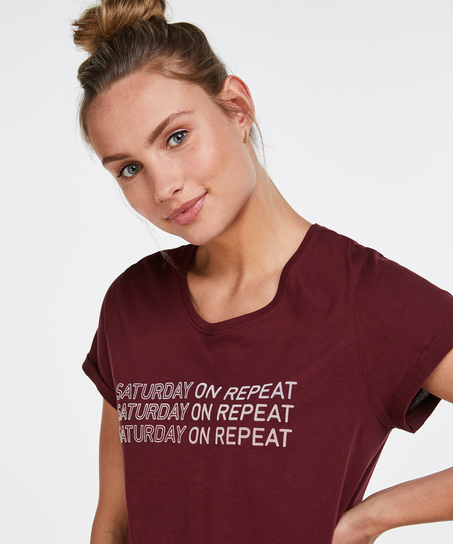 Nachthemd Rundhals, Rot