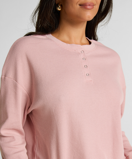 Top Waffelstrick Henley, Rose