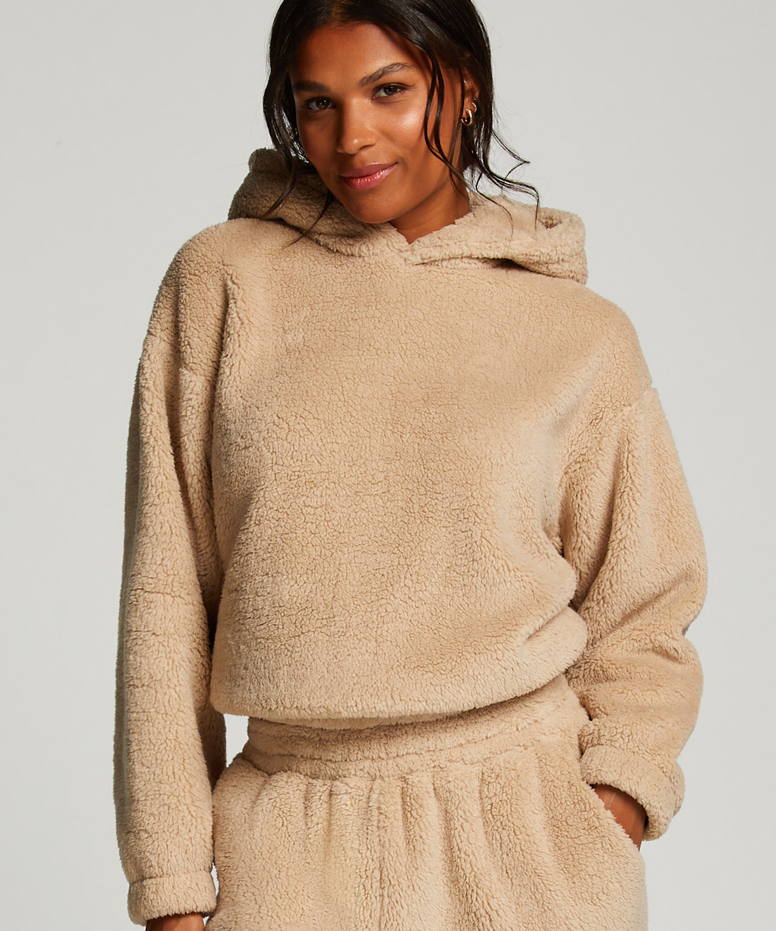 Sweat &agrave; Capuche polaire Snuggle, Beige