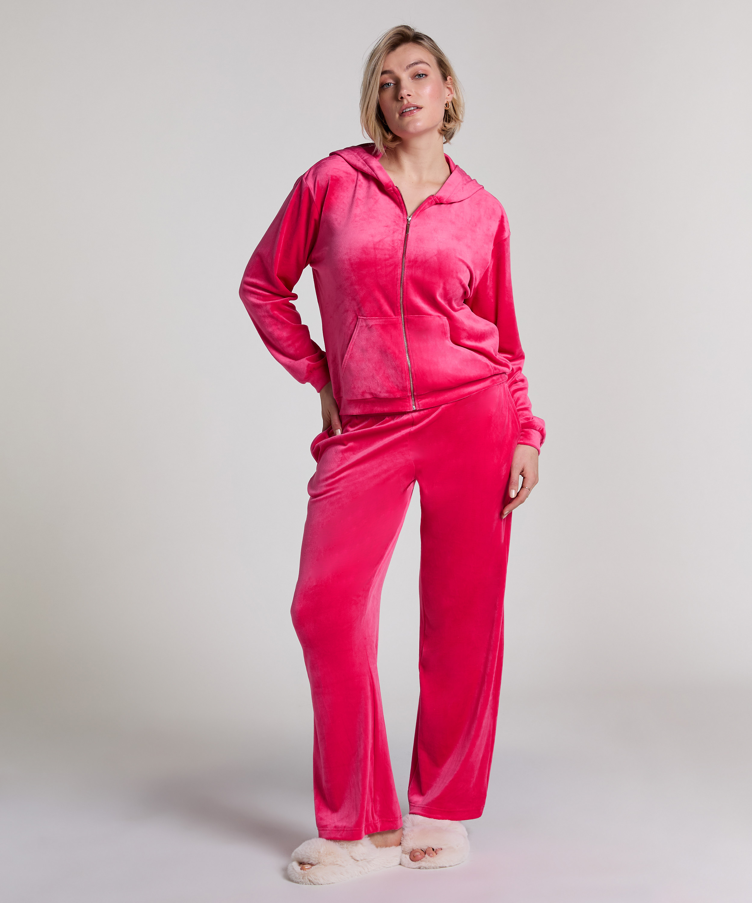 Pyjamahose aus Samt, Rose, main