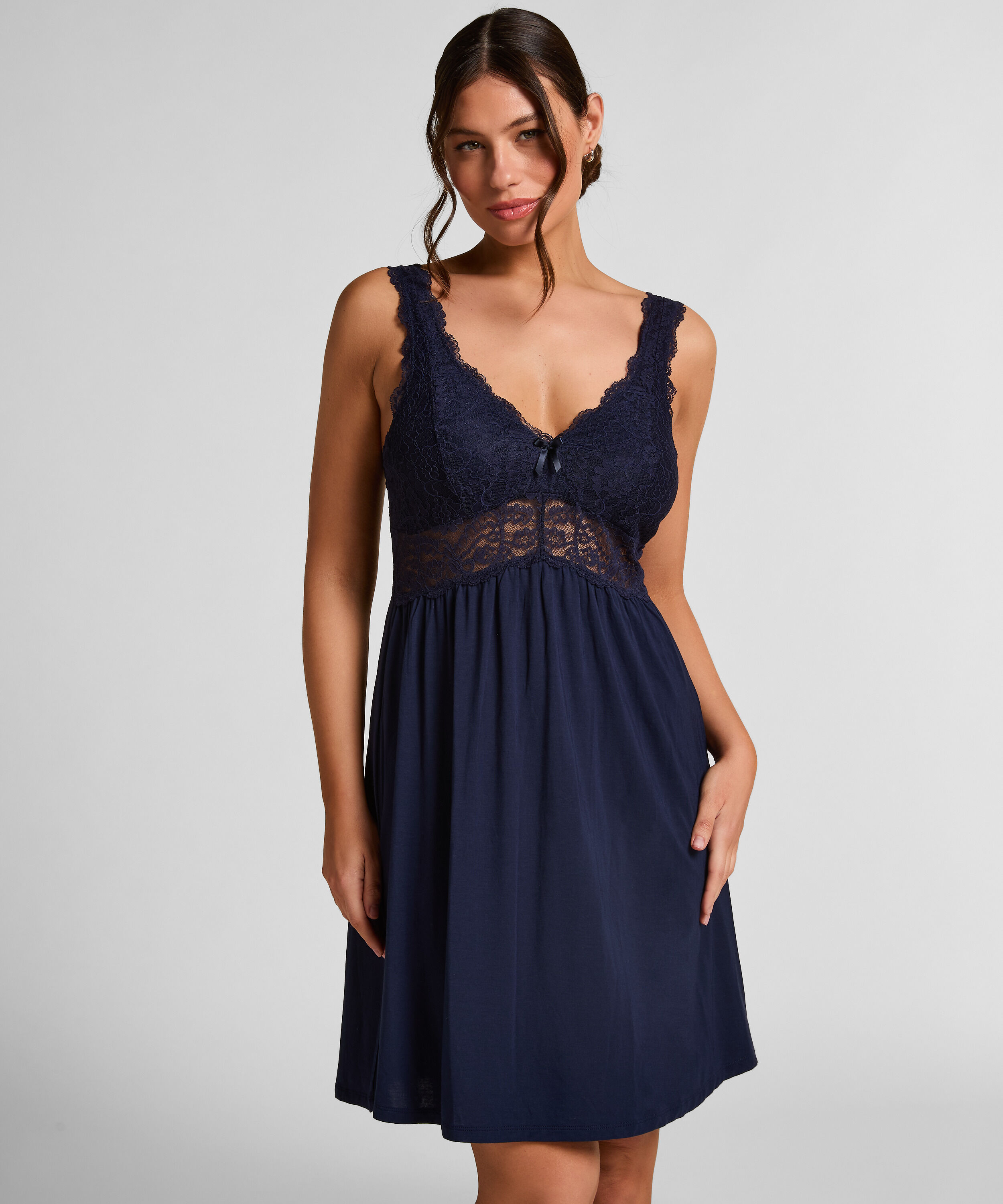 Slipdress Nora Lace, Blau