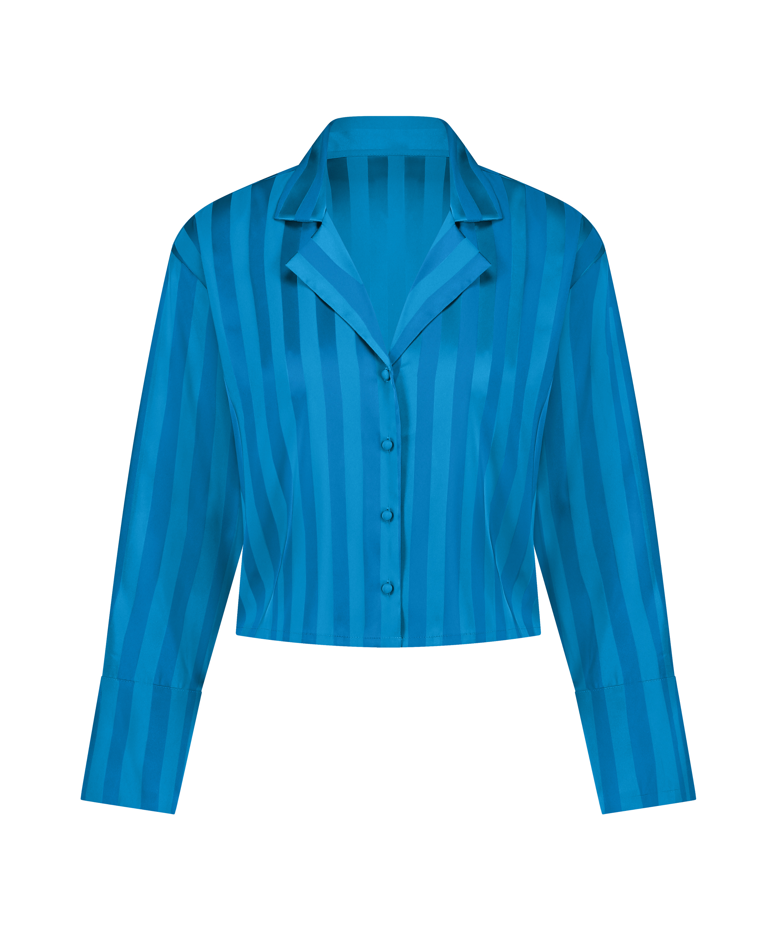Langarmjacke Satin, Blau, main