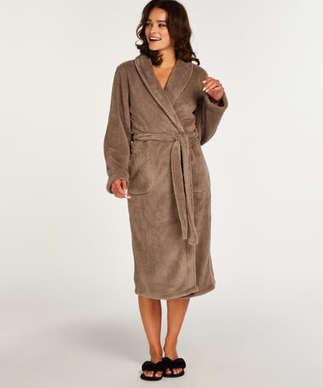 Bademantel Fleece, Beige