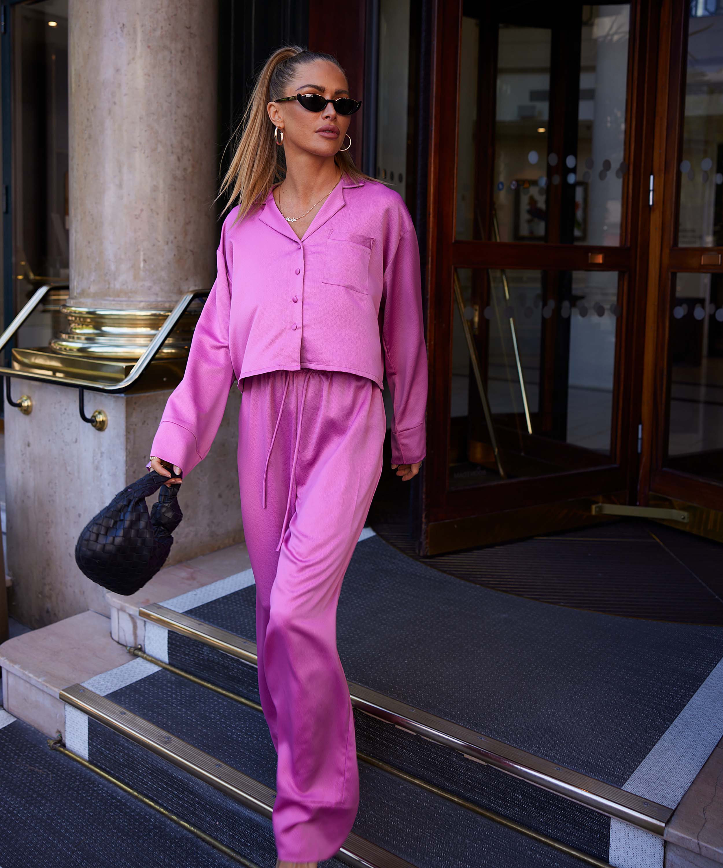 Pantalon Satin, Violet, main