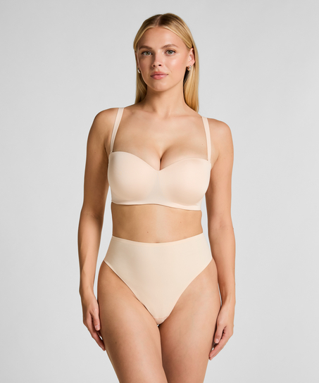 Gepolsterter trägerloser Push-Up BH mit Bügeln Smooth, Beige