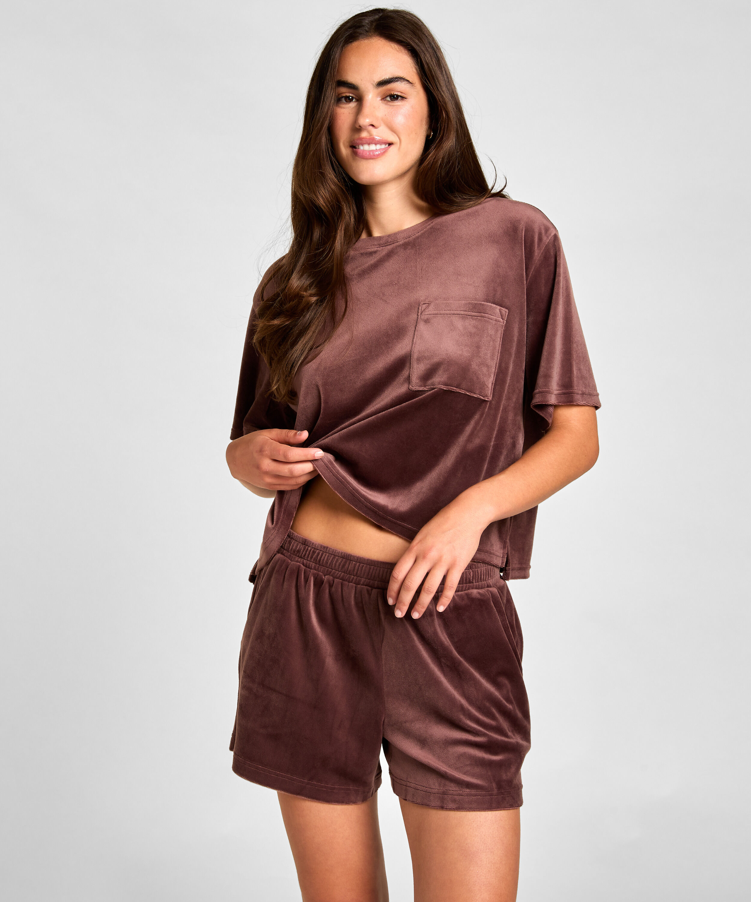 Shorts Velours Pocket, Braun Shorts Velours Pocket, Braun