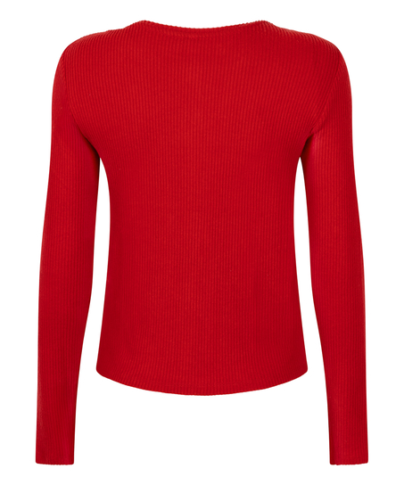 Gerippte Jersey-Strickjacke, Rot