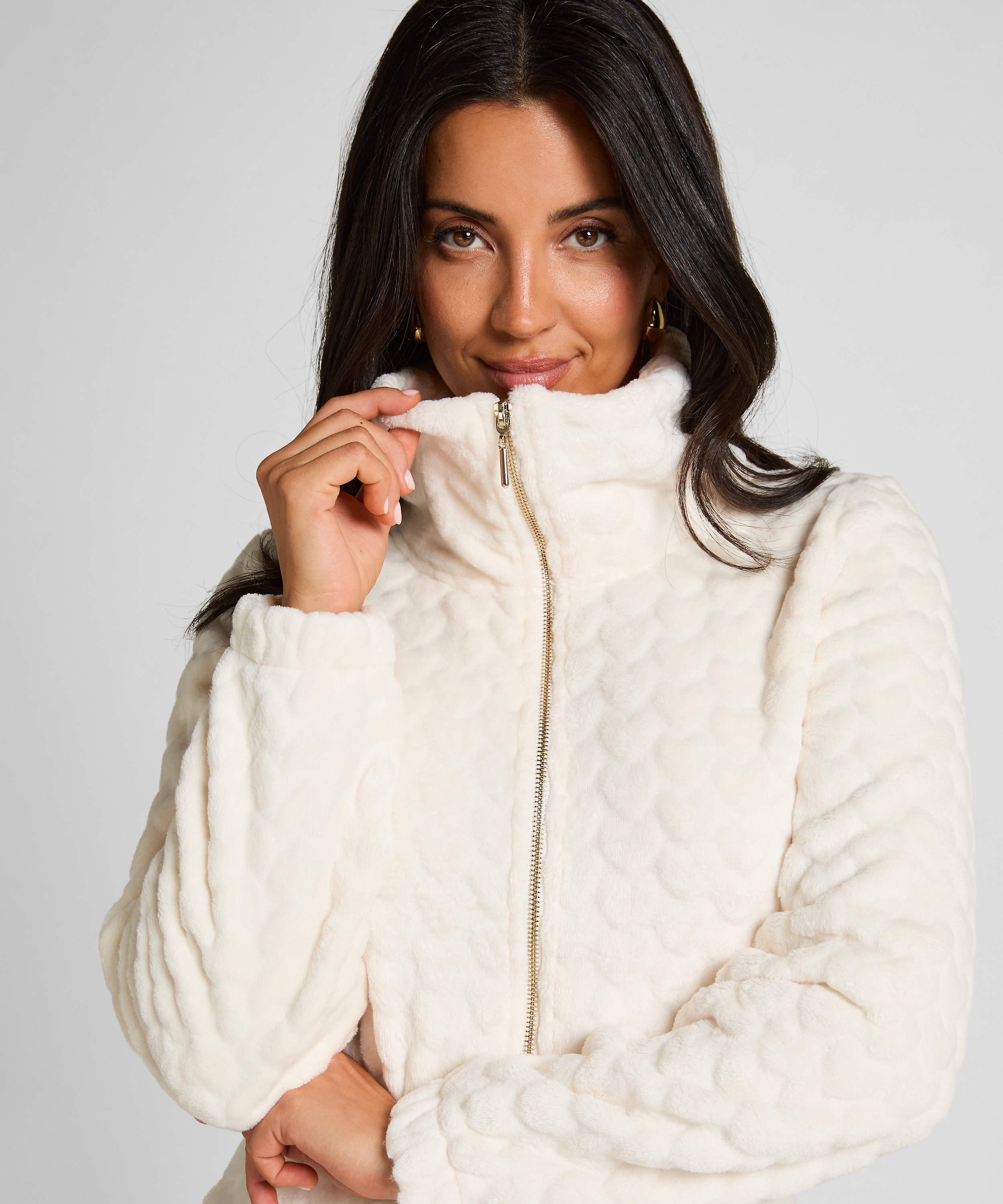 Onesie Cable mit Reißverschluss, Weiß, main