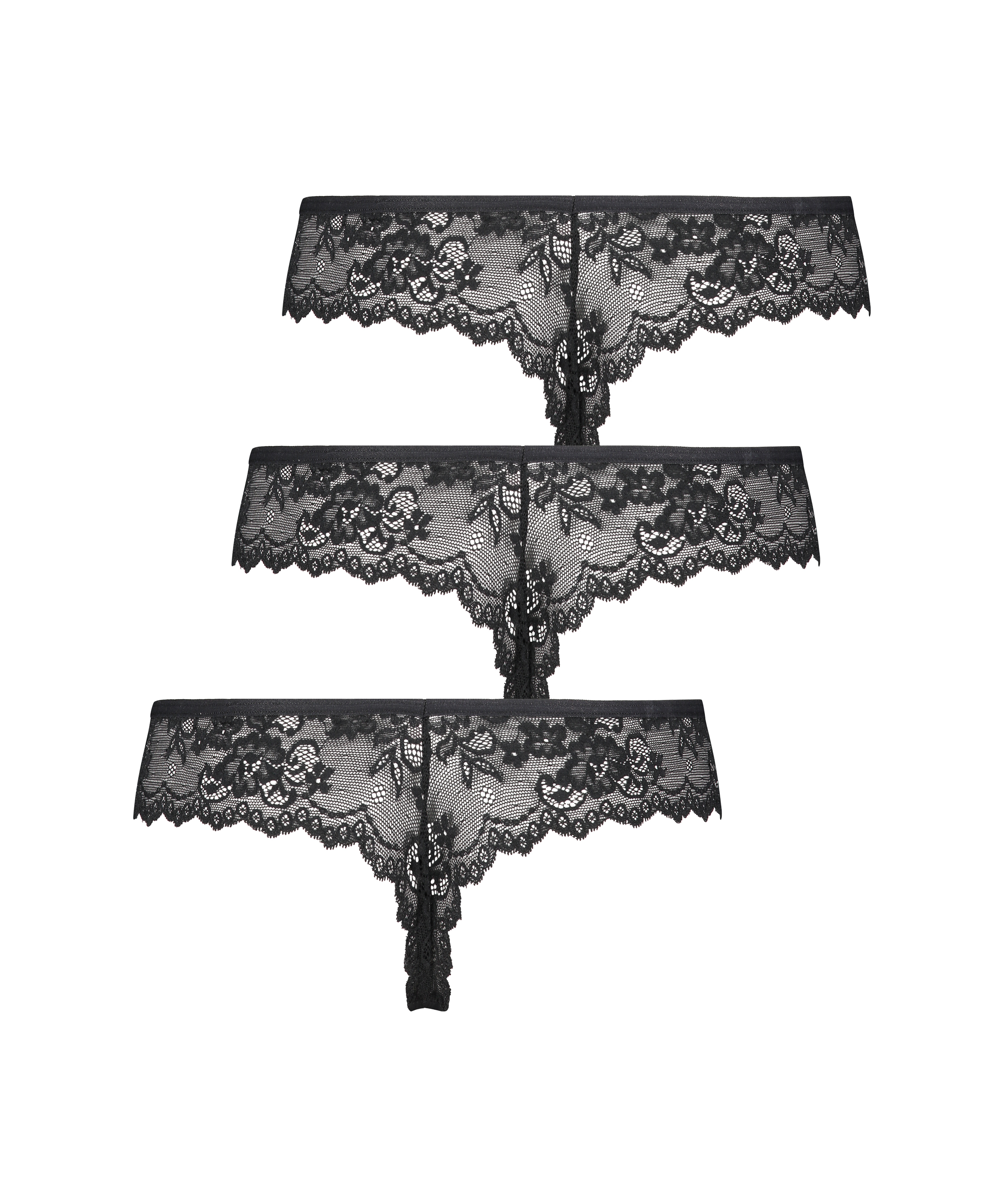 3er-Pack unsichtbare Tanga, Schwarz, main