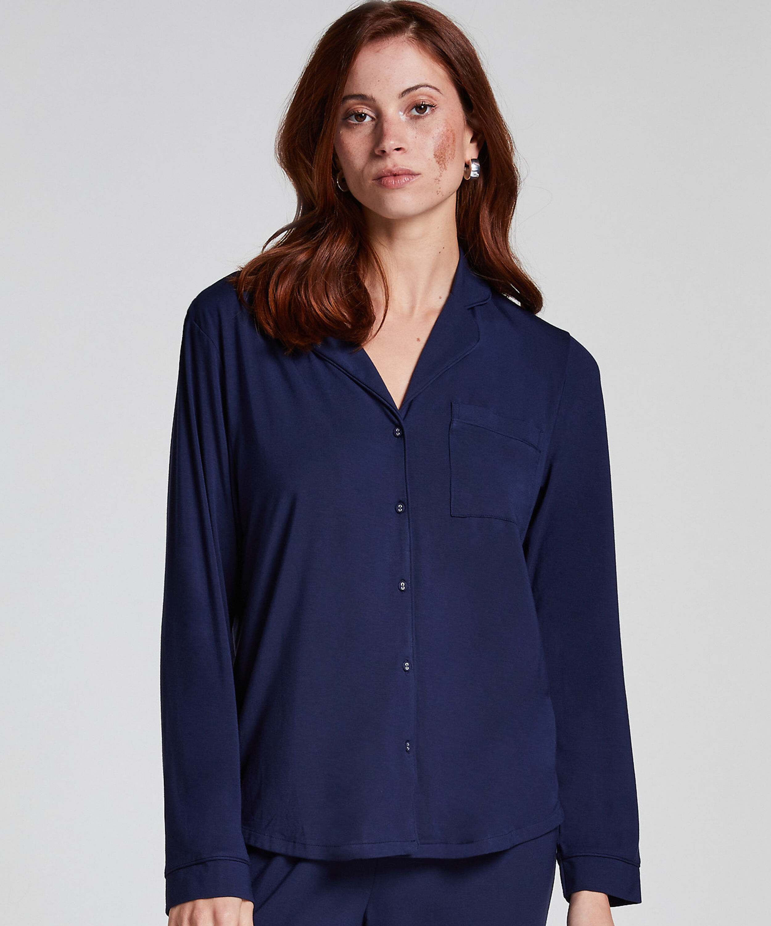 Lang&auml;rmelige Jersey-Jacke Essential, Blau