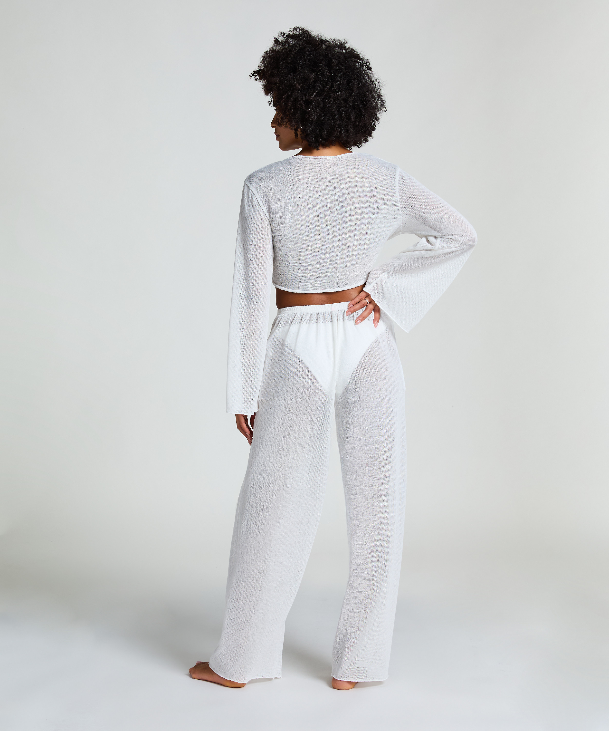 Pantalon de plage en maille, Blanc, main