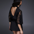 Kimono Flared Satin Lace, Noir