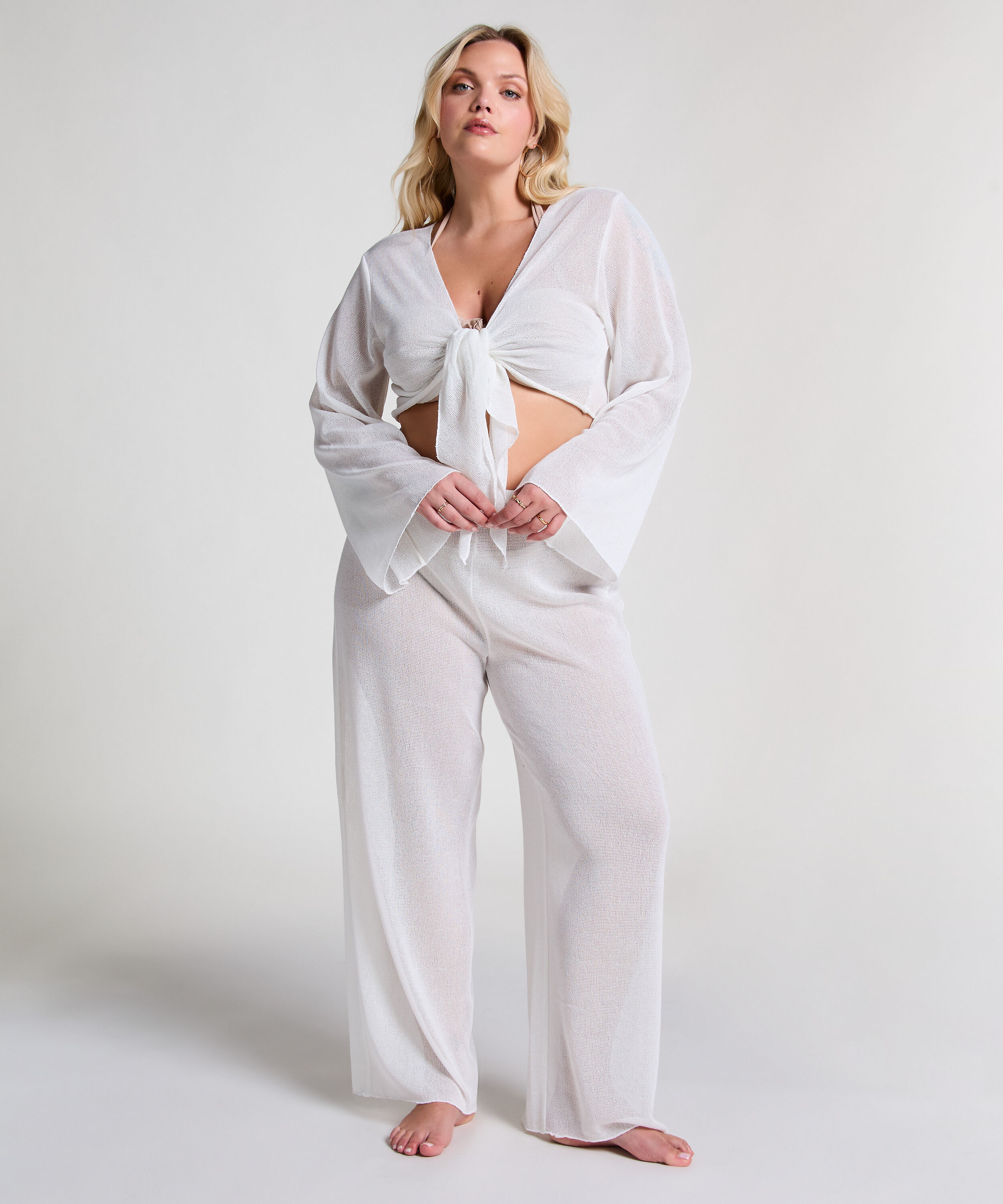 Strand-Strickhose, Wei&szlig;