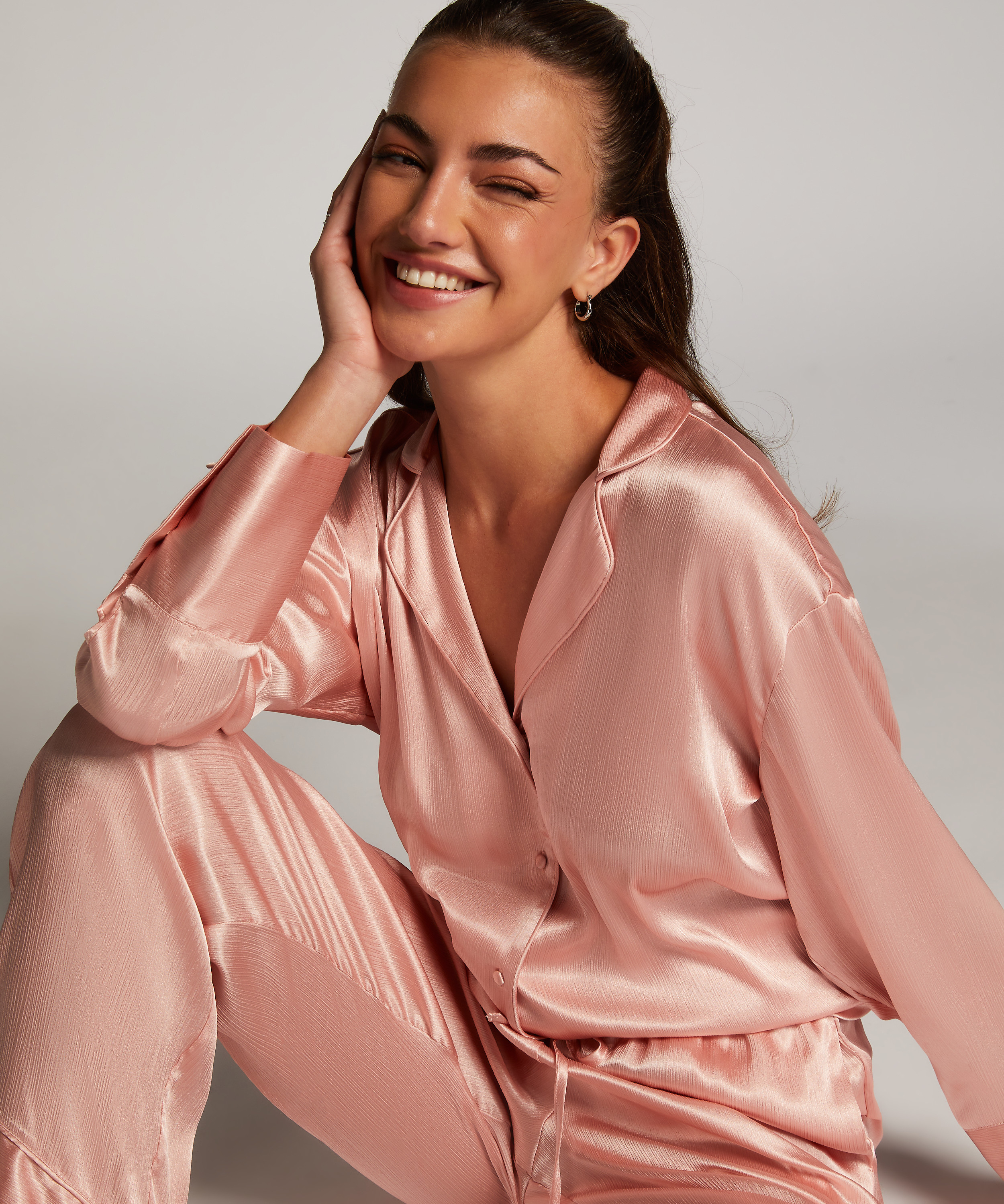 Langarmjacke Satin, Rose, main