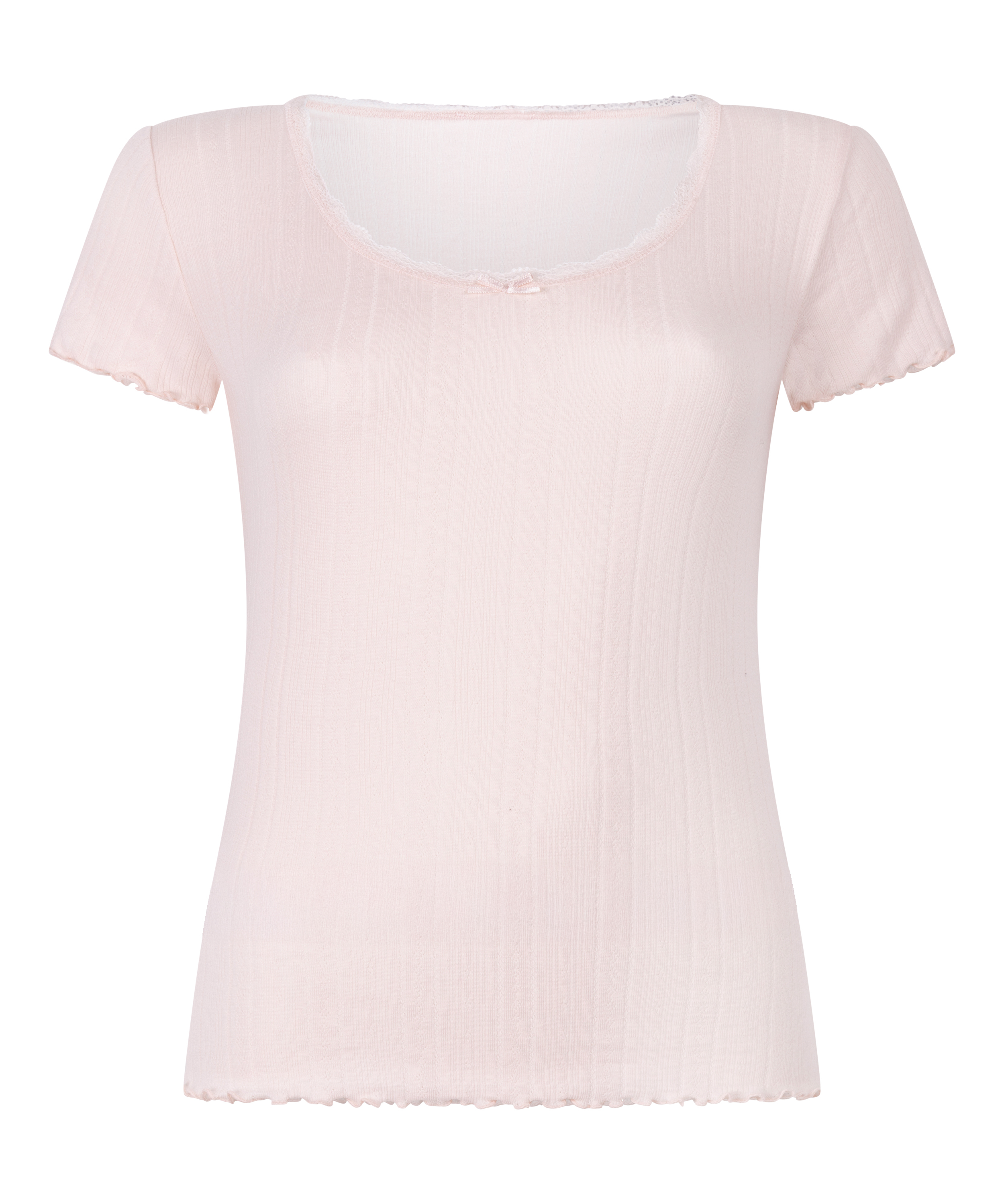 Pointelle-Top mit Spitze, Rose, main