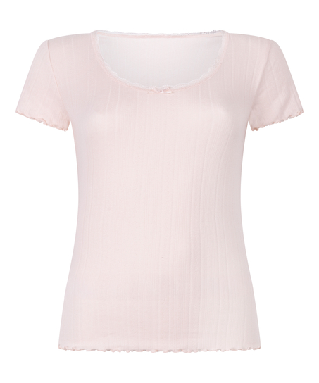 Pointelle-Top mit Spitze, Rose