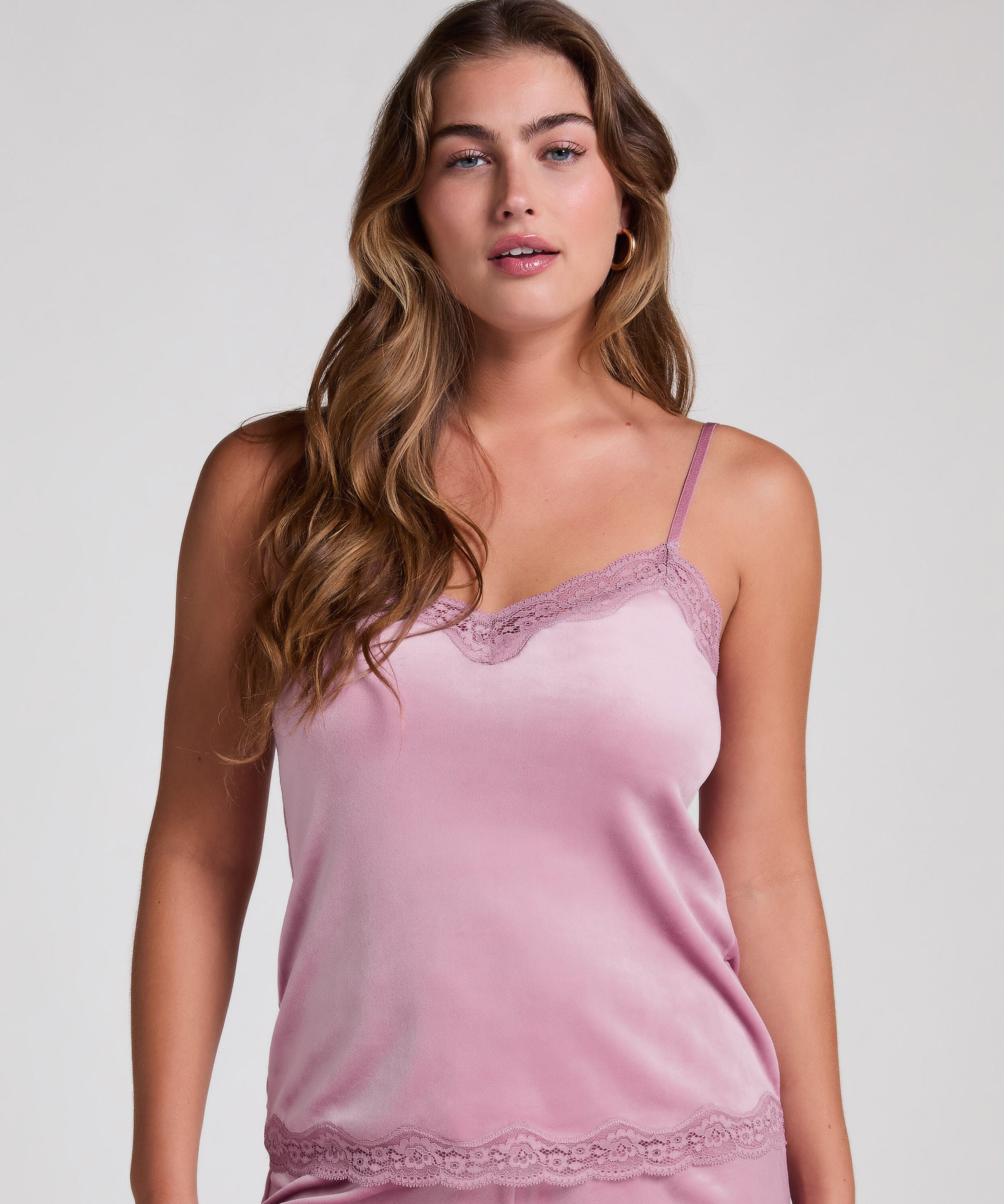 Cami Top Velours Lace, Lila