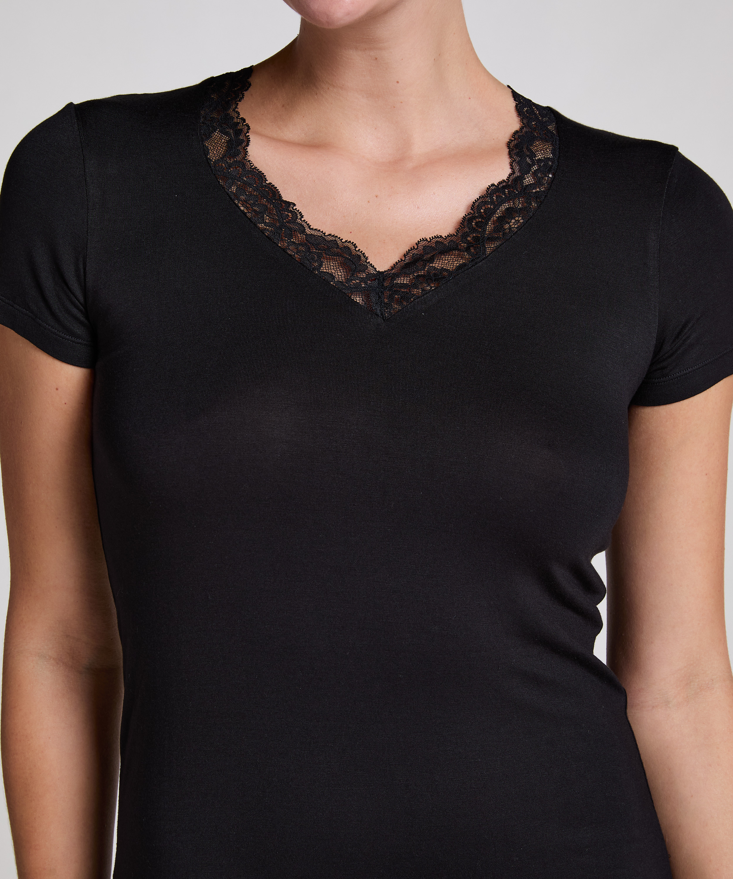 Chemise de nuit en jersey, Noir, main