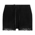 Shorts aus Velours mit Spitze, Schwarz
