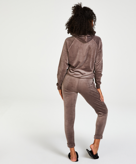 Hoodie en velours, Marron