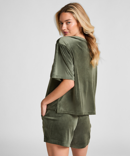 Top Velours Pocket, Vert