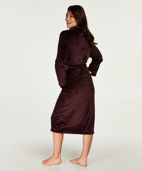 Fleece-Bademantel lang, Rot