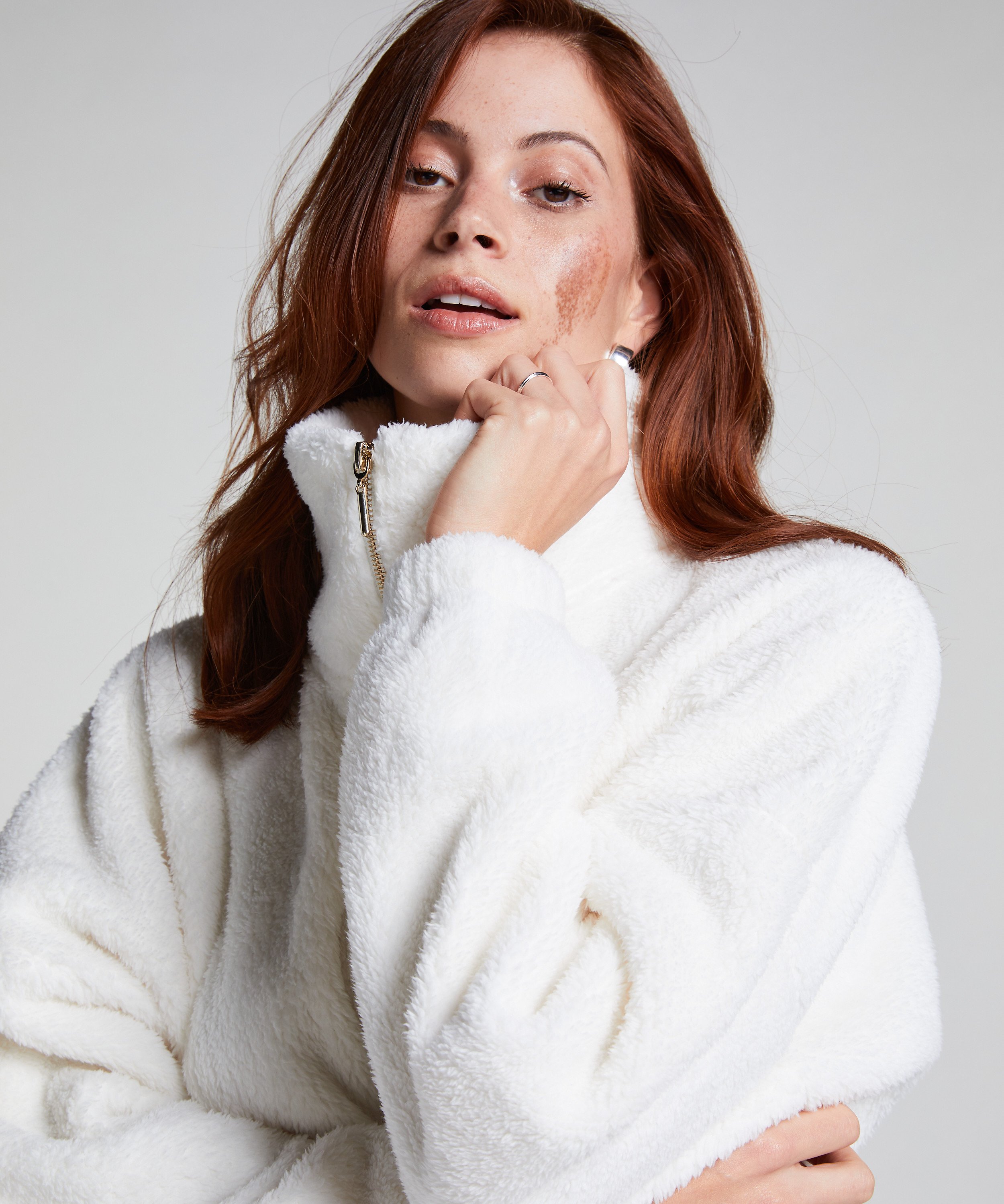 Combinaison Fleece, Blanc, main