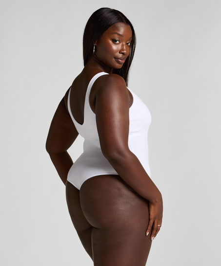 Body en coton côtelé, Blanc