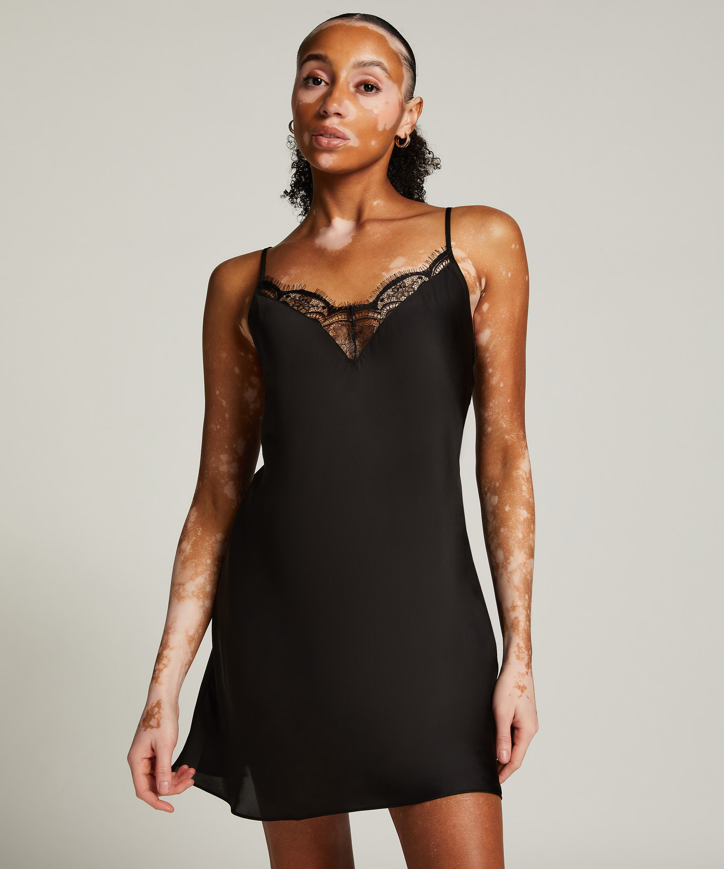 Slipdress Satin, Schwarz Slipdress Satin, Schwarz