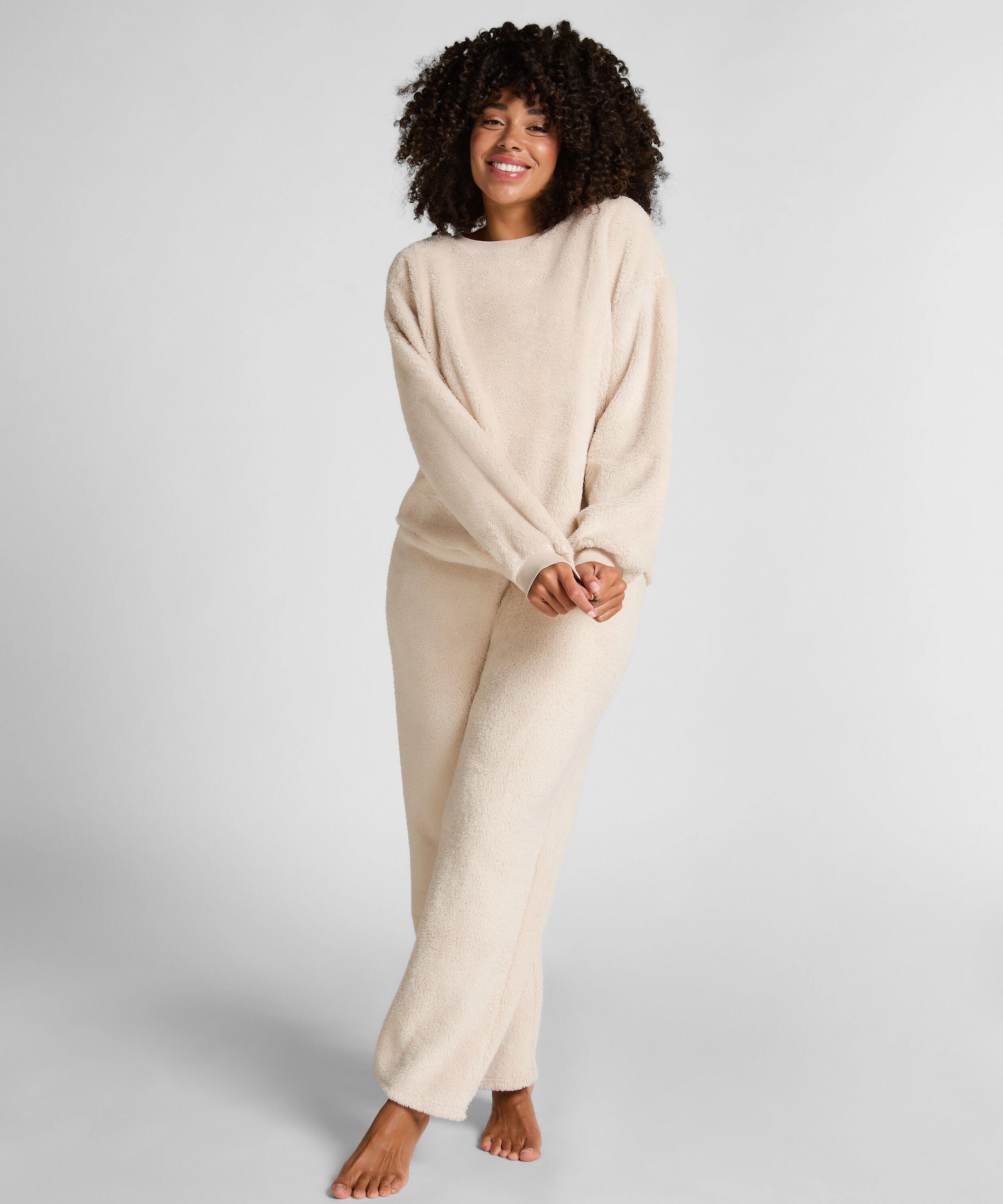 Langärmeliges Fluffy-Fleece-Top