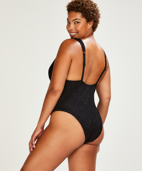 Badeanzug Crochet, Schwarz