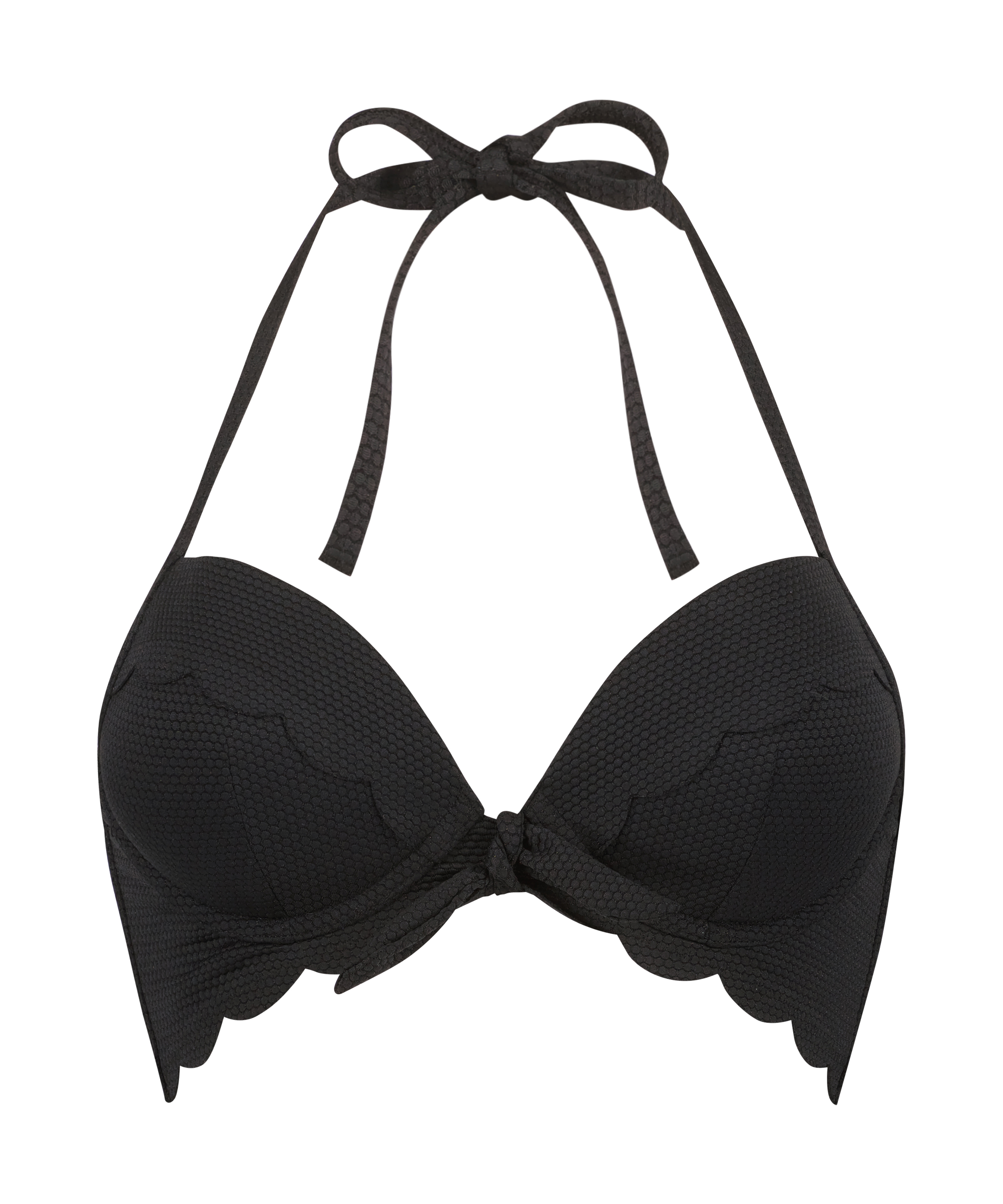 Haut de bikini à armatures à effet push-up préformé Scallop Taille A - E, Noir, main