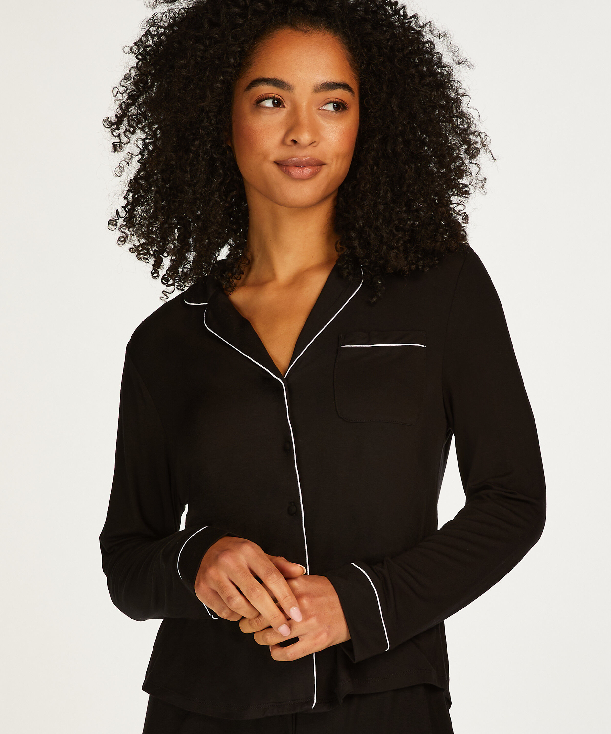 Lang&auml;rmelige Jersey-Jacke Essential, Schwarz