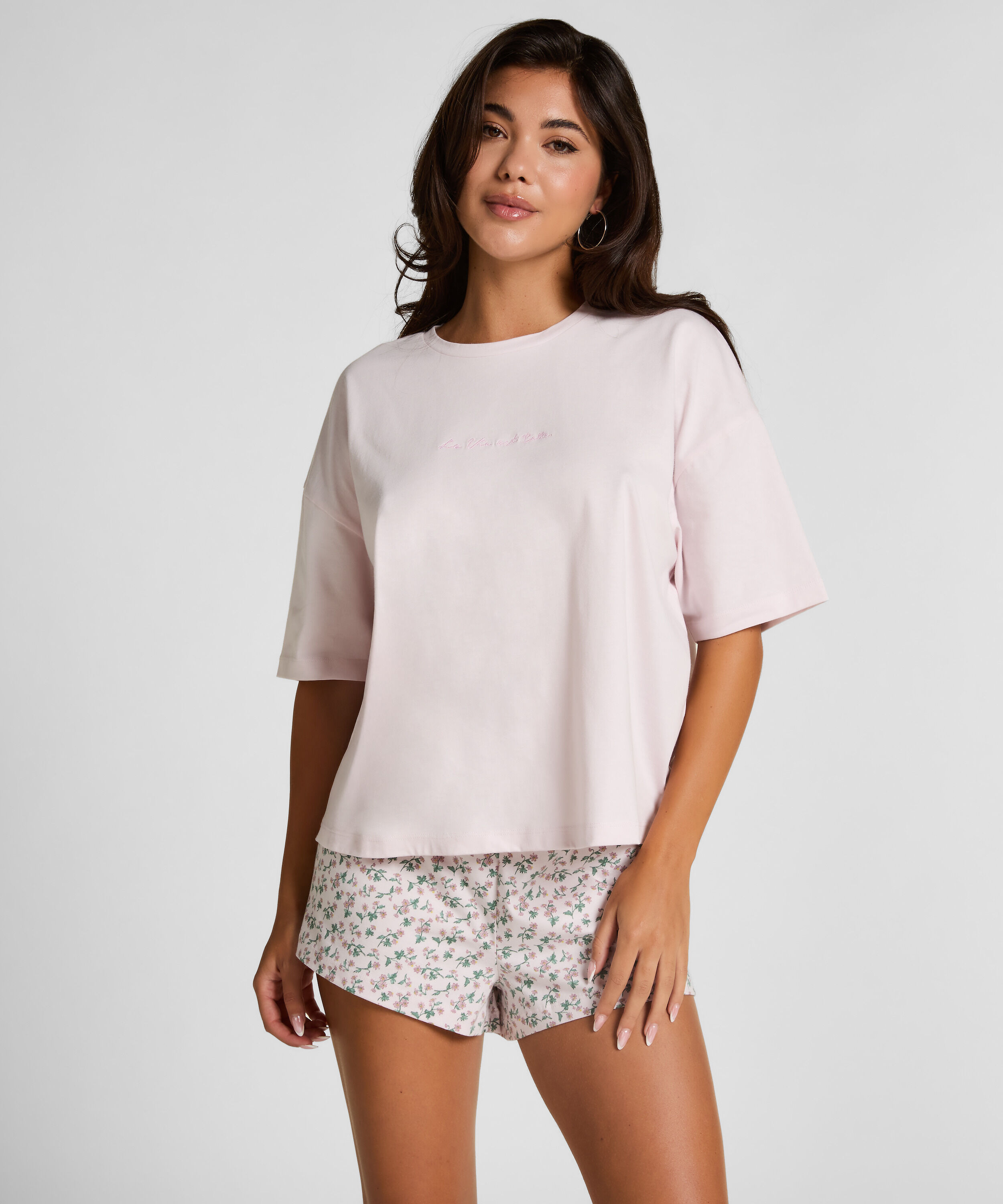 Pyjama-Set Baumwolljersey Kurz, Lila