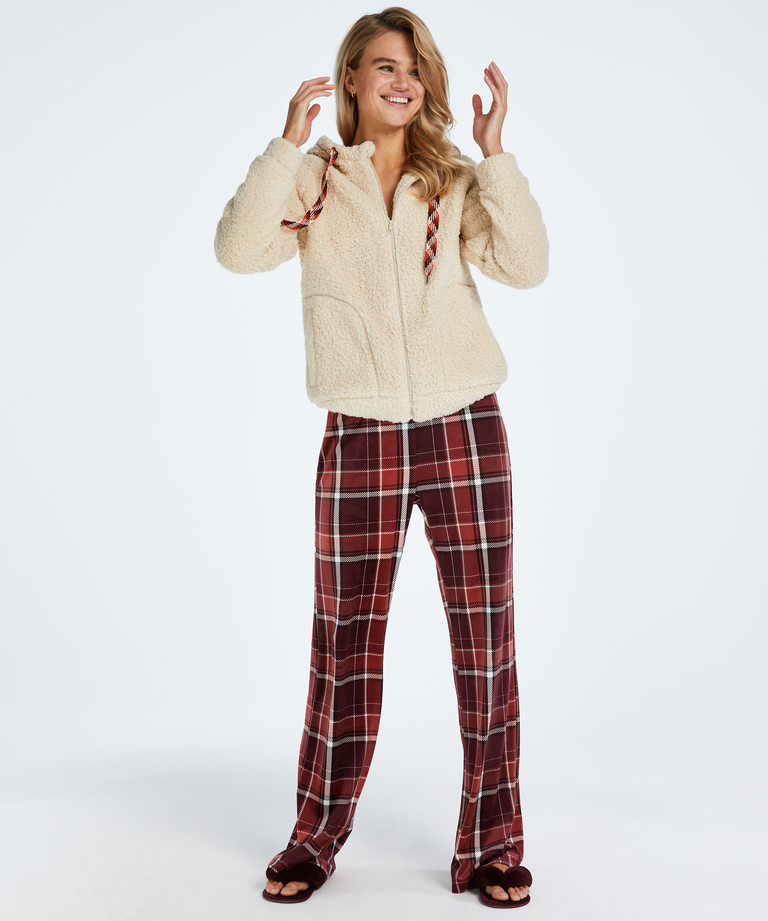 Tall Pyjamahose aus Velours, Rot, main