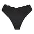 Bikini Slip mit hohem Beinausschnitt Scallop, Schwarz