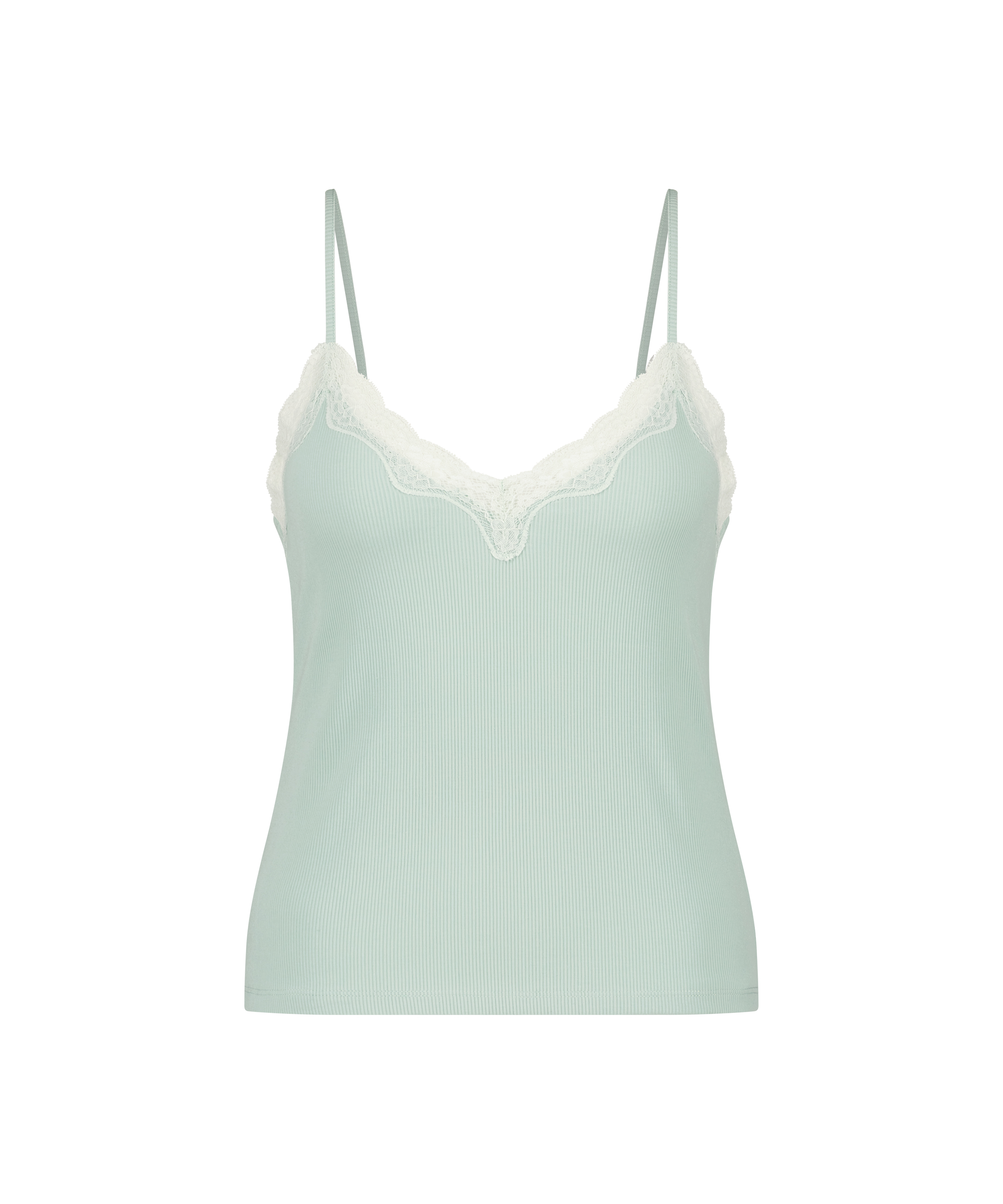 Top Cami Rib Lace, Vert, main