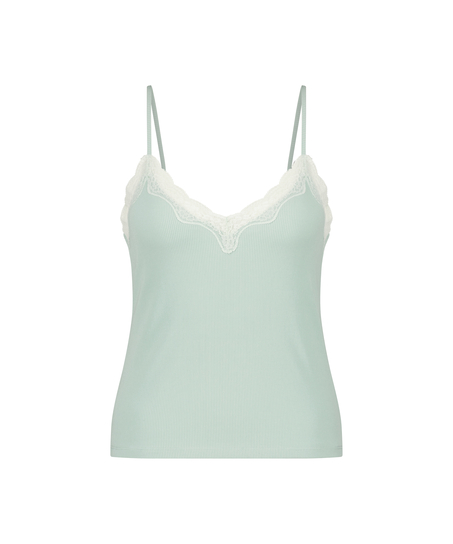 Top Cami Rib Lace, Vert