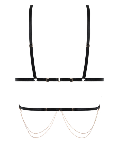 Bralette Chain Top, Schwarz