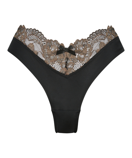 Slip br&eacute;silien &eacute;chancr&eacute; Lexi, Noir