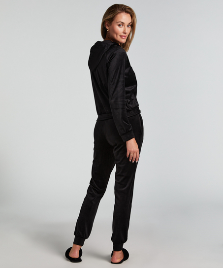 Jogginghose Velours, Schwarz