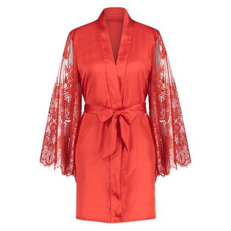 Kimono aus Satin und Spitze, Rot