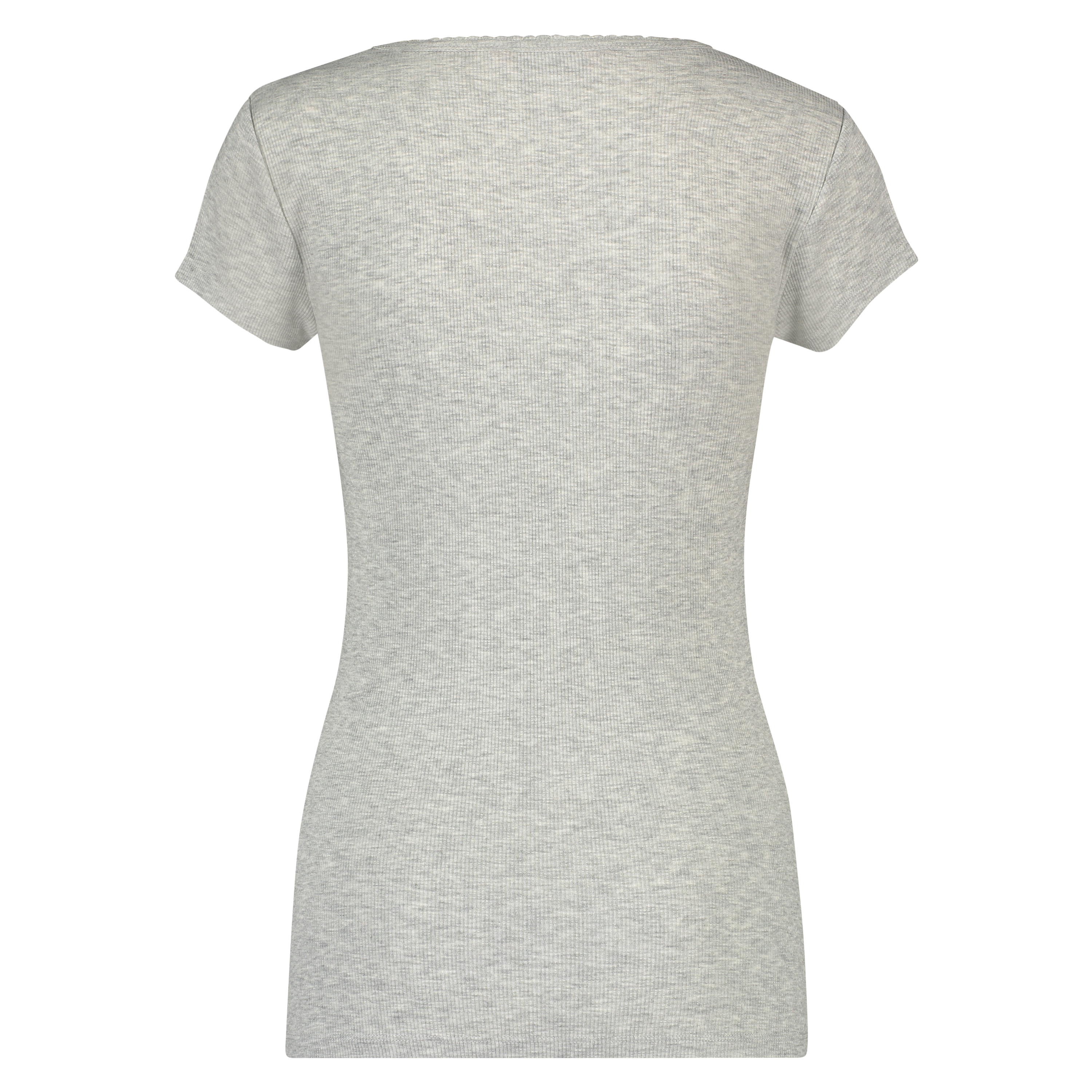 Pyjama-Top, kurzärmelig, Rippmaterial, Grau, main