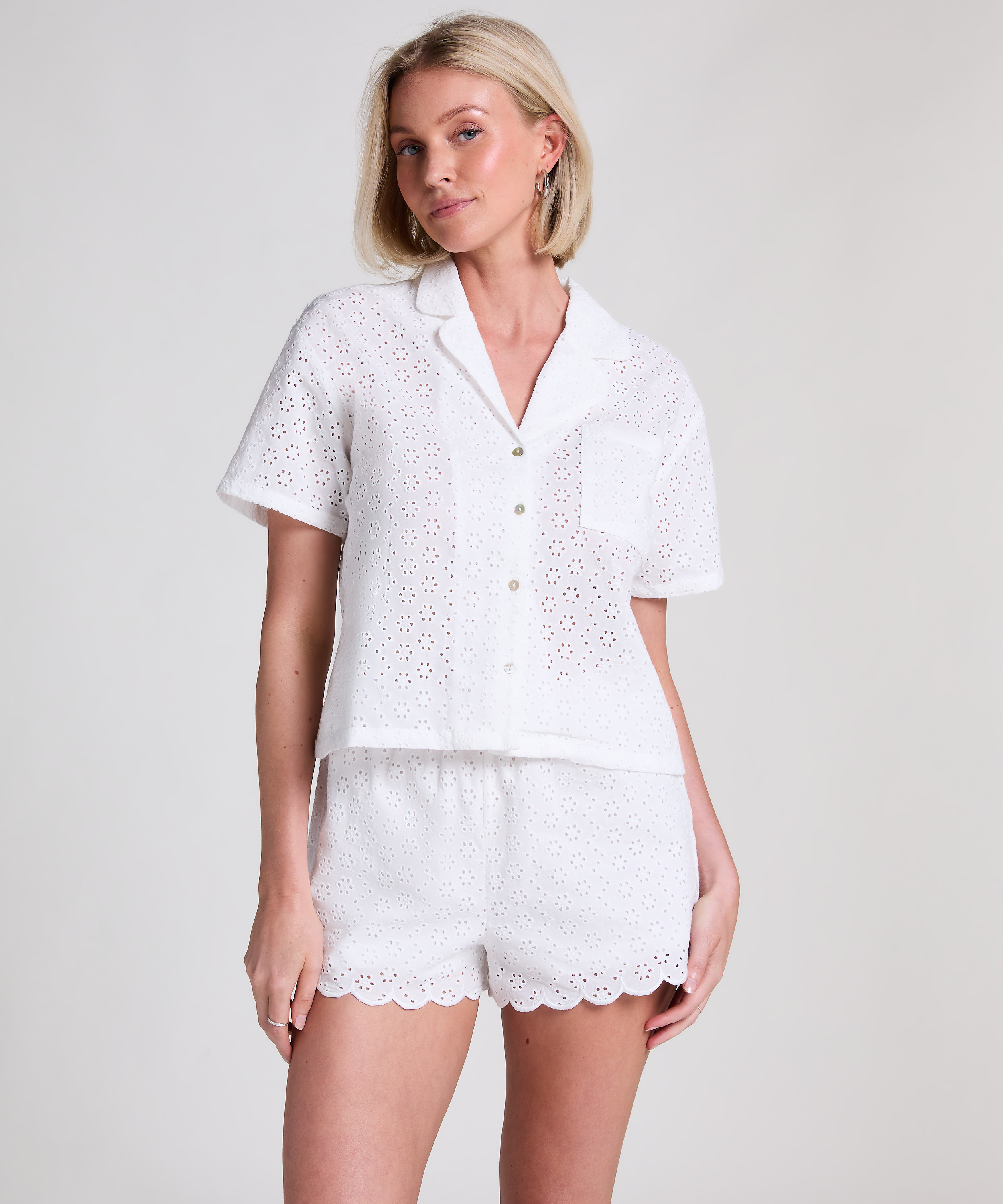 Veste en broderie anglaise, Blanc, main