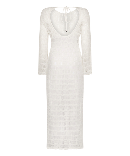 Crochet Maxikleid, Weiß