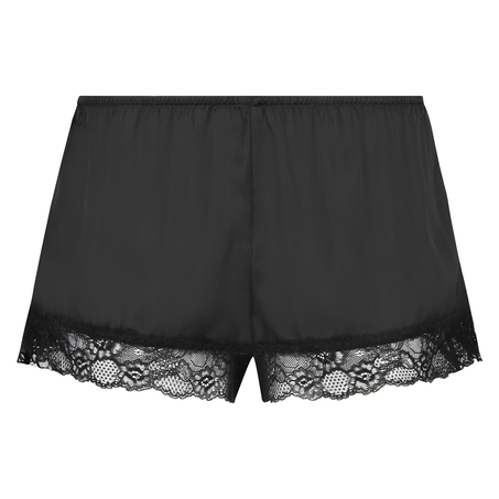 Short de pyjama Satin, Noir