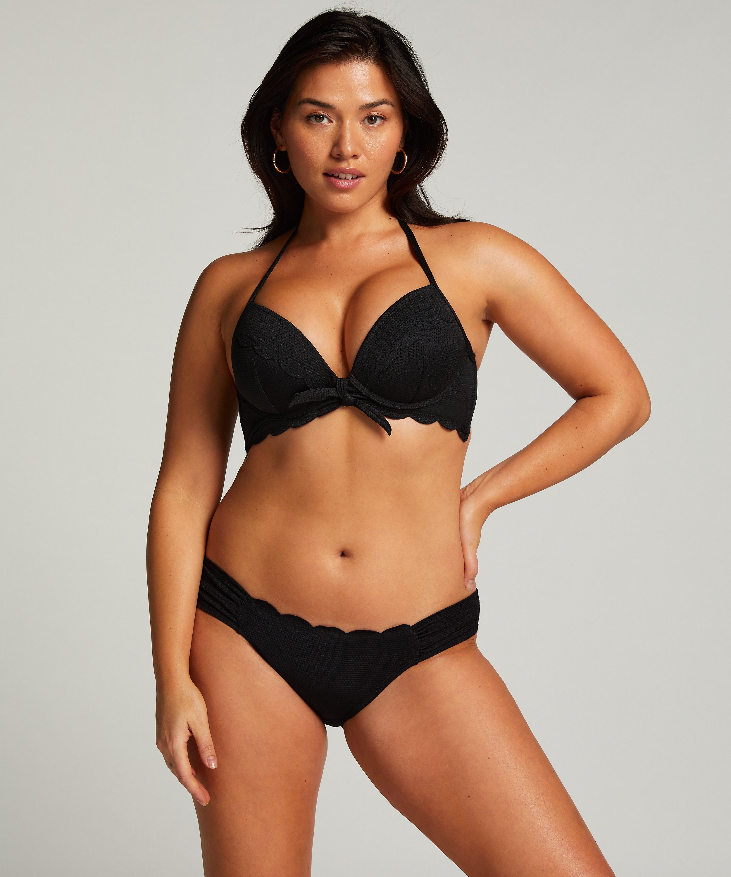 Slip de Bikini Rio Scallop, Noir, main