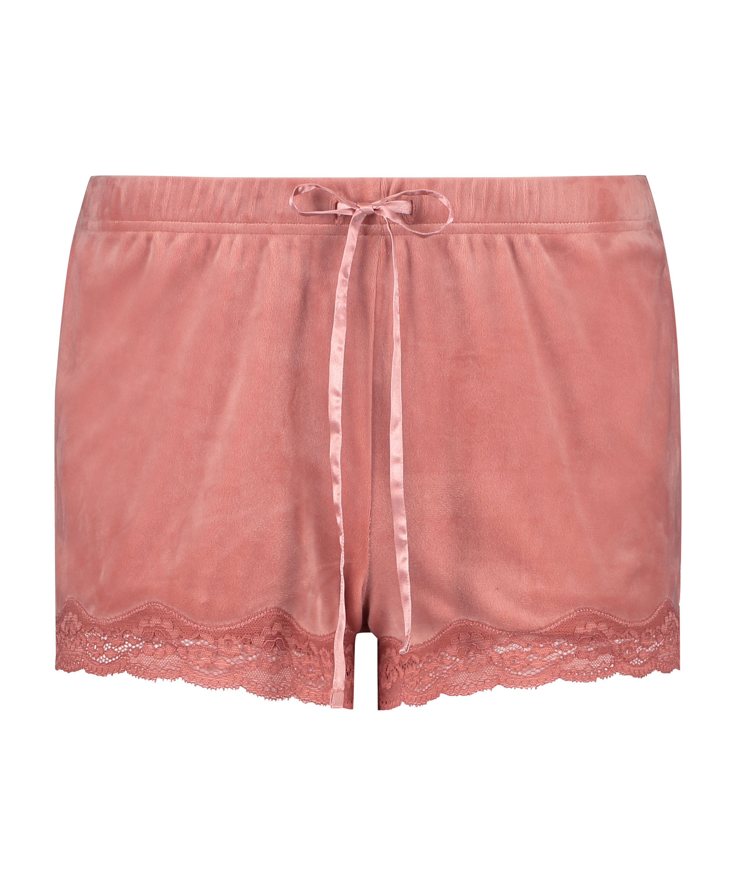 Short velours dentelle, Rose, main